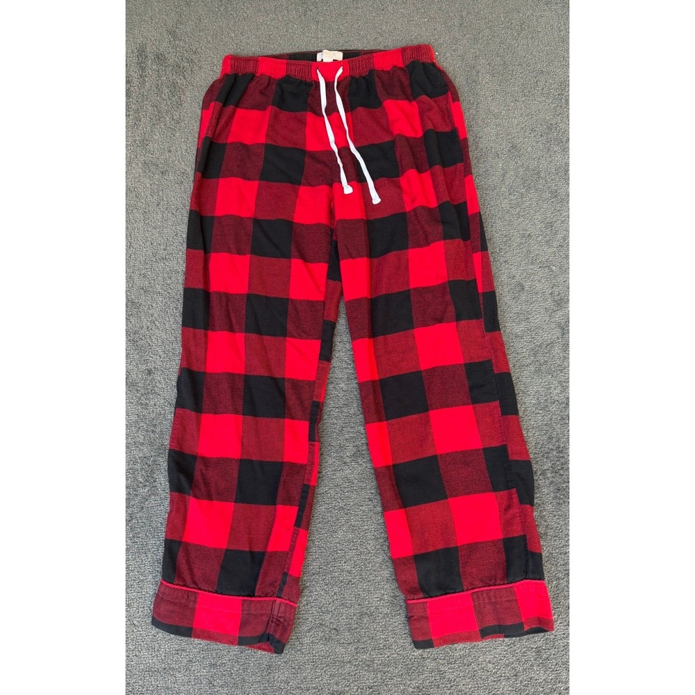 Love‎ by Gap Red Black Buffalo Plaid Pajama Pants S Drawstring Cuffed Sleepwear